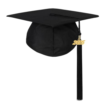 Newrara Graduation Unisex Matte Adult Graduation Cap with Tassel (Black)