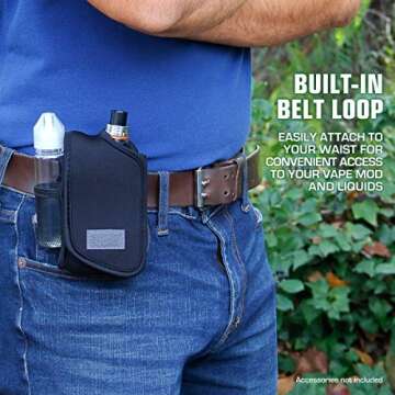 USA Gear Vape Pen Travel Case Belt Bag with Belt Loop & Carabiner Clip - Elastic Neoprene Vaporizer Pen Carry Case, Travel Pouch Fits E Juice, Mod Tanks, Cart Battery, Fits Most Vape Box Mod Kits