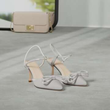 Susanny Women's Silver Bow Heels – Sparkly Wedding Pumps, Elegant & Sexy