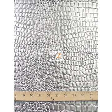 Big Z Fabric® Vinyl Faux Fake Leather Pleather Embossed Shiny Alligator Fabric by The Yard DIY Upholstery Accessories (Turquoise2)