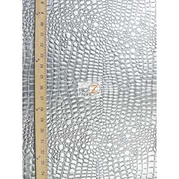Big Z Fabric® Vinyl Faux Fake Leather Pleather Embossed Shiny Alligator Fabric by The Yard DIY Upholstery Accessories (Turquoise2)