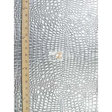 Big Z Fabric® Vinyl Faux Fake Leather Pleather Embossed Shiny Alligator Fabric by The Yard DIY Upholstery Accessories (Turquoise2)