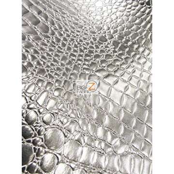 Big Z Fabric® Vinyl Faux Fake Leather Pleather Embossed Shiny Alligator Fabric by The Yard DIY Upholstery Accessories (Turquoise2)