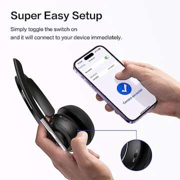 Bluetooth Headset, Wireless Headset with Microphone for PC, V5.2 Computer Headset with Noise Cancell...