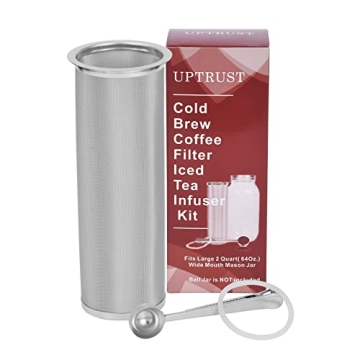 UPTRUST Cold Brew Coffee Maker Filter for 2Quart/64ounce Wide Mouth Mason Jar-Iced Coffee&Tea&Fruit ...