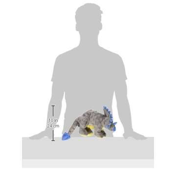 goDog Dinos Frills Squeaky Plush Dog Toy, Chew Guard Technology - Gray, Large