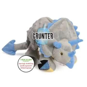 goDog Dinos Frills Squeaky Plush Dog Toy, Chew Guard Technology - Gray, Large