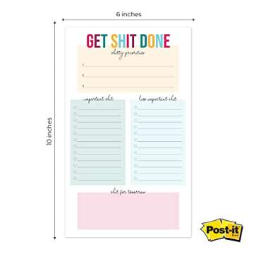 Get Shit Done to Do List - Hilarious Sticky Note Task Tracker - 50 Sheets