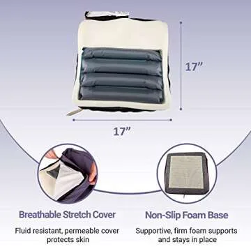 Alternating Pressure Wheelchair Cushion by MobiCushion - Pneumatic Air Pillow - Relief for Pressure Sores – Low air Loss - Reduces Pressure While Sitting - Rechargeable Battery - Taiwan 17" x 17"
