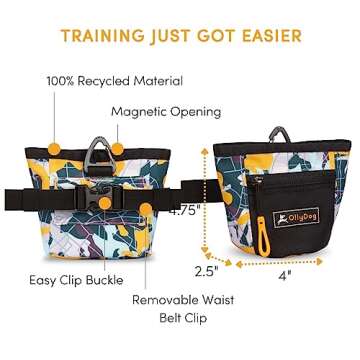 OllyDog Goodie Treat Bag, Dog Treat Pouch, Waist Belt Clip for Hands-Free Training, Magnetic Closure, Dog Training and Behavior Aids, Three Ways to Wear (Indie)