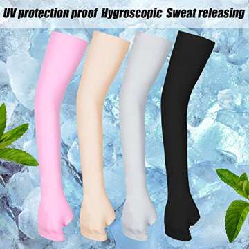 SATINIOR 4 Pairs Cooling Shawl Arm Sleeves with Finger Hole Anti-UV Arm Sleeves for Women Golfing Driving