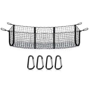 MICTUNING 3 Pocket Trunk Cargo Organizer – Heavy Duty Mesh Net for Car, SUV, Pickup Truck Bed