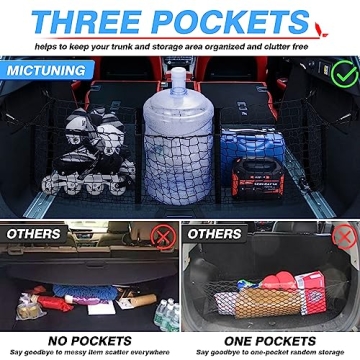 MICTUNING Heavy Duty Cargo Organizer Net with Carabiners