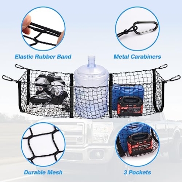 MICTUNING Heavy Duty Cargo Organizer Net with Carabiners
