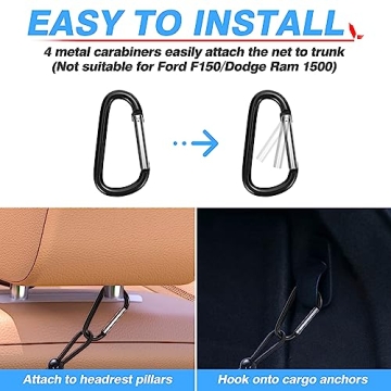 MICTUNING Heavy Duty Cargo Organizer Net with Carabiners