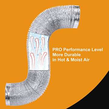 Steelsoft Heavy Duty Dryer Vent Duct Hose 4 inch 8 Feet,Extra Thick Aluminum Foil Flexible Ducting Kit with Collars,Easy Installation