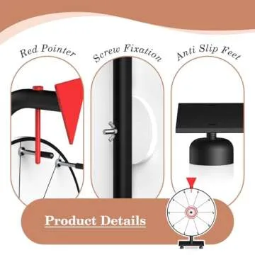 12 Inch 10 Slots Prize Wheel, Tabletop Spinning Wheel for Prizes, Prize Wheel Spinner with Stand with Dry Erase Marker and Eraser for Trade Show, Carnival and Home Parties