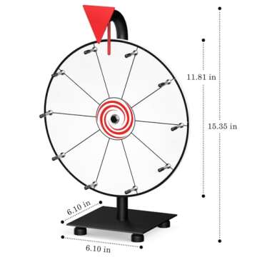 12 Inch 10 Slots Prize Wheel, Tabletop Spinning Wheel for Prizes, Prize Wheel Spinner with Stand with Dry Erase Marker and Eraser for Trade Show, Carnival and Home Parties