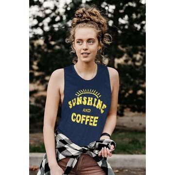 Tank Tops for Women Summer Sunshine and Coffee Graphic T-Shirts Sleeveless Casual Ladies Loose Tunic...