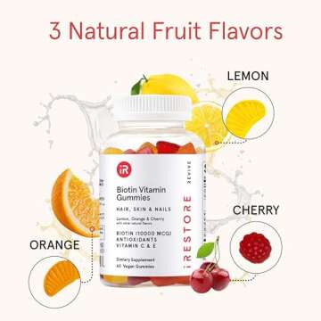 iRestore Hair Gummy Vitamins, Vegan Biotin Gummies for Hair Skin and Nails Gummies, Hair Gummies, Biotin Gummies for Hair Growth Biotin Vitamins Hair Vitamins Gummies for Women & Men, Biotin 10000mcg