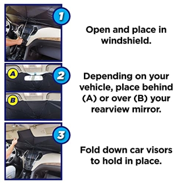 Ontel Brella Shield Car Windshield Sun Shade for Vehicles