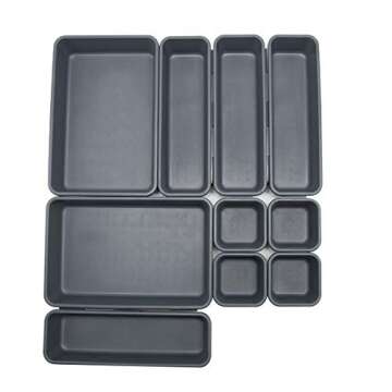 Backerysupply Interlocking Desk Drawer Organizer Separators for Kitchen, Bathroom, Makeup, Office (Set of 10)