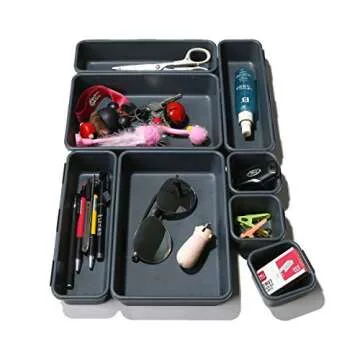 Backerysupply Interlocking Desk Drawer Organizer Separators for Kitchen, Bathroom, Makeup, Office (Set of 10)