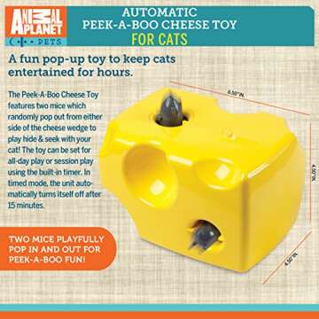 ANIMAL PLANET Automatic Peek-a-Boo Mouse & Cheese Interactive Toy for Cats, Features Built-In Auto O...