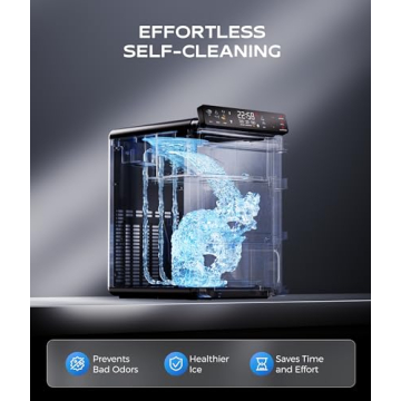 ecozy Smart Nugget Ice Maker Countertop, First Full-Color Smart Panel Ice Machine with APP Control, Double-Layer Insulation, 44 lbs/24H Soft Pellet Chewable Ice, Pull-Out Water Tank, Self-Cleaning