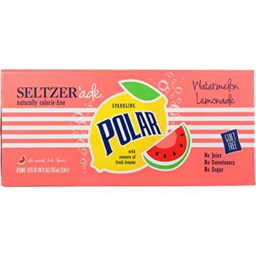 Polar Beverages Watermelon Lemonade Seltzer, 8 Pack - Refreshing & Crisp