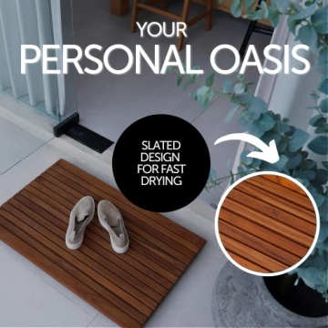 Nordic Style Teak Shower Mat - Non-Slip Luxury for Your Bath