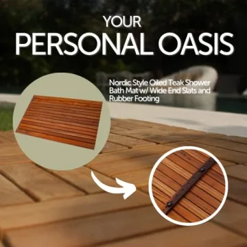 Nordic Style Teak Shower Mat - Non-Slip Luxury for Your Bath