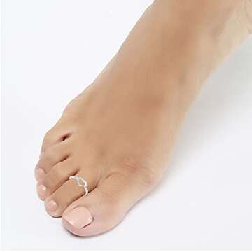 LeCalla 925 Sterling Silver Open Heart Band Ring Adjustable Toe Rings for Women