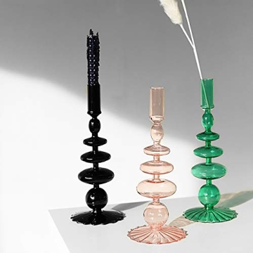 LKXHarleya Retro Glass Candlestick Holder for Home Decor