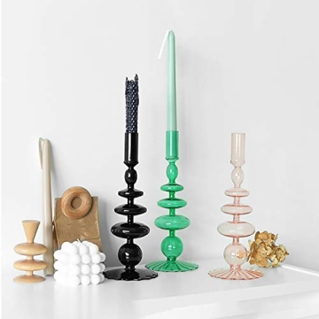 LKXHarleya Retro Glass Candlestick Holder for Home Decor