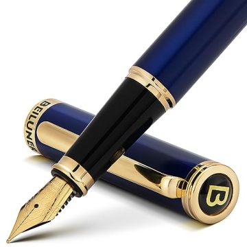 BEILUNER Luxury Blue Fountain Pen with 24K Gold Finish