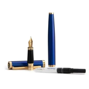BEILUNER Blue Fountain Pen - 24K Gold Finish