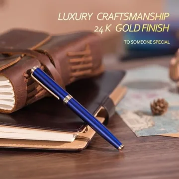 BEILUNER Blue Fountain Pen - 24K Gold Finish