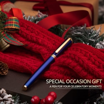 BEILUNER Blue Fountain Pen - 24K Gold Finish