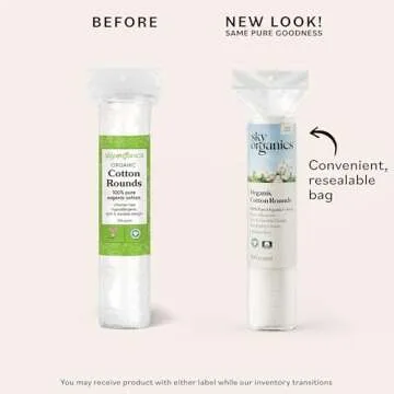 Sky Organics Organic Cotton Rounds for Sensitive Skin, 100% Pure GOTS Certified Organic for Beauty &...