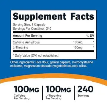 Nutricost Caffeine with L-Theanine - Energy & Focus Boost - 240 Capsules