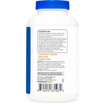 Nutricost Caffeine with L-Theanine, 100mg Each, 240 Capsules