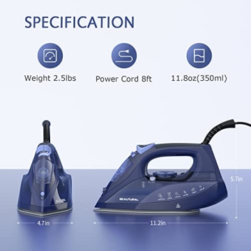 BEAUTURAL Steam Iron with Ceramic Coated Soleplate