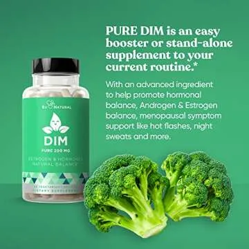 DIM Supplement Pure 200 Mg for Women or Men – Estrogen Hormone Balance Supplement for Energy, Fatigue, Stress, Menopause, Hot Flashes – Enhanced Bioavailability BioPerine – 60 Vegan Soft Capsules