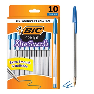 BIC Cristal Xtra Smooth Ballpoint Pens, 10 Count Blue
