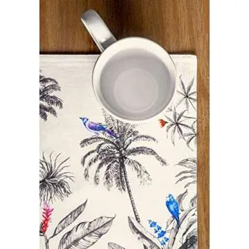 Maison d' Hermine Placemats 100% CottonSet of 4 Dinner Placemat, Decorative Washable Cloth Placemat, Dining, Buffet Parties & Camping, Amazonia - Thanksgiving/Christmas