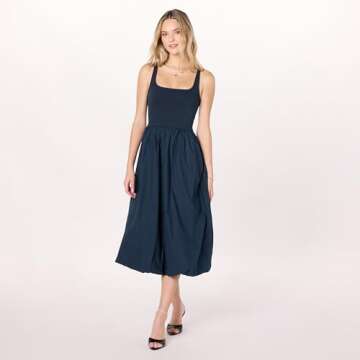 Tina Scoop Neck Midi Dress - Chic & Versatile Women's Dress