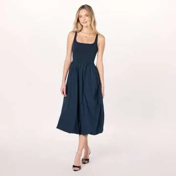 Tina Scoop Neck Midi Dress - Chic & Versatile Women's Dress