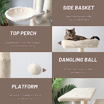 Duneasypet Cat Tree Stand - Tall, Stylish & Durable