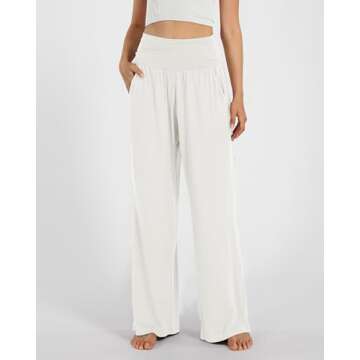 ODODOS Women's Wide Leg Palazzo Lounge Pants with Pockets Light Weight Loose Comfy Casual Pajama Pan...